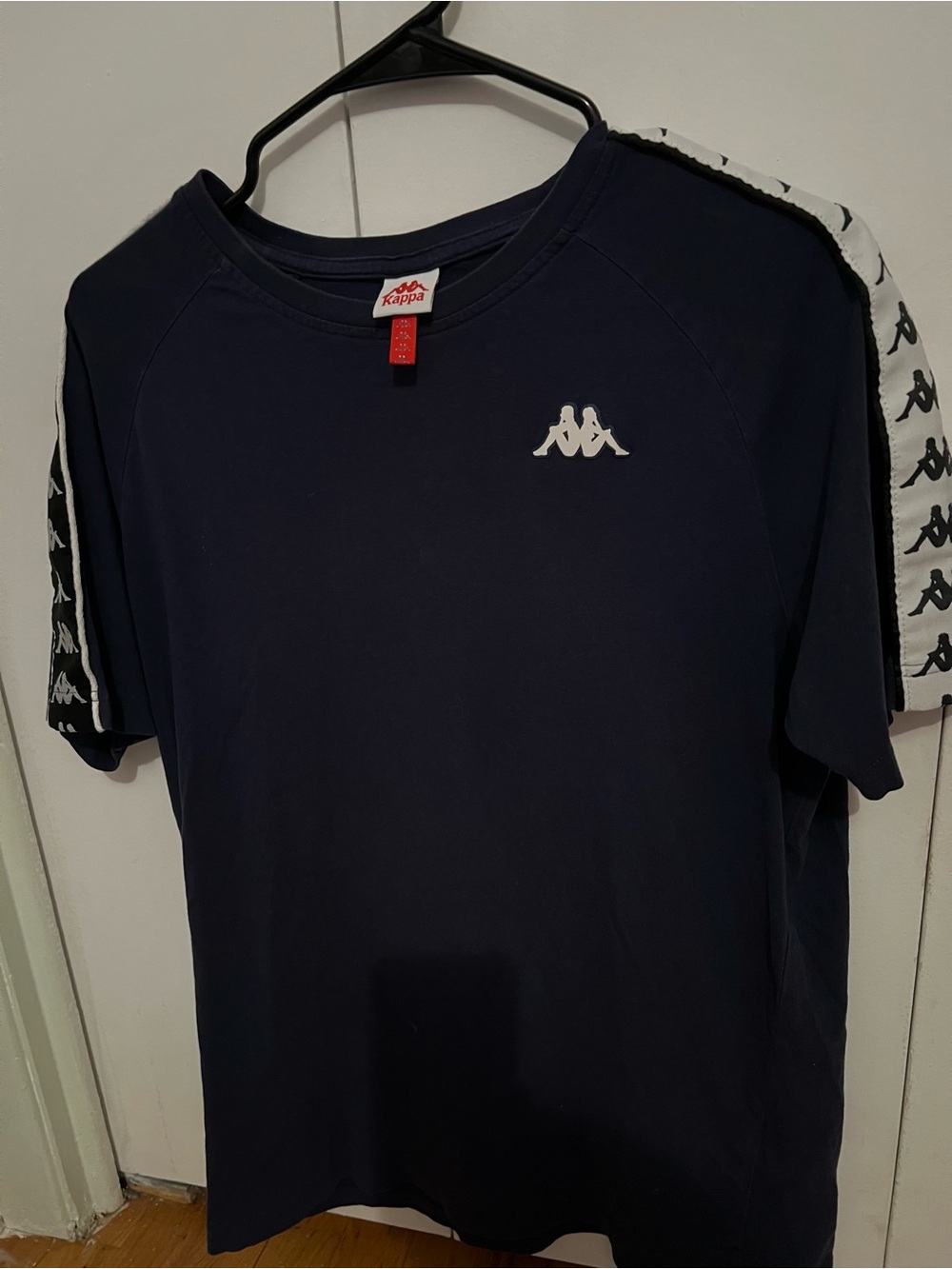 Vintage Kappa Navy Short Sleeve Logo Tape Tee with White Accents